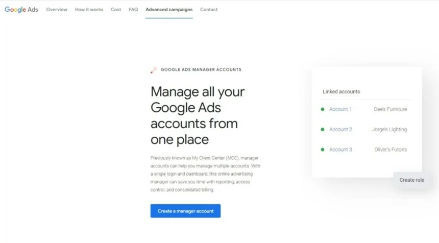 使用高级 GAds 和 GMC 帐户轻松管理多个 Google 广告