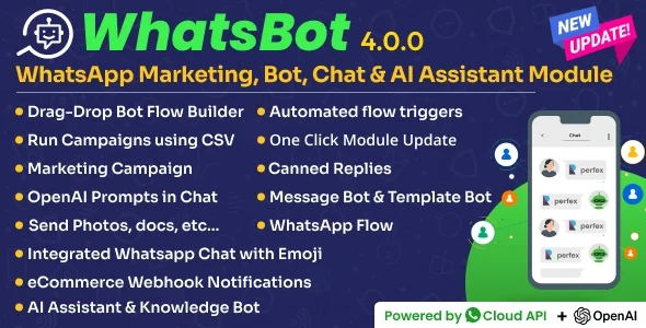 WhatsBot v4.0.0 - WhatsApp Marketing, Bot, Chat & AI Personal Assistant Module for Perfex CRM