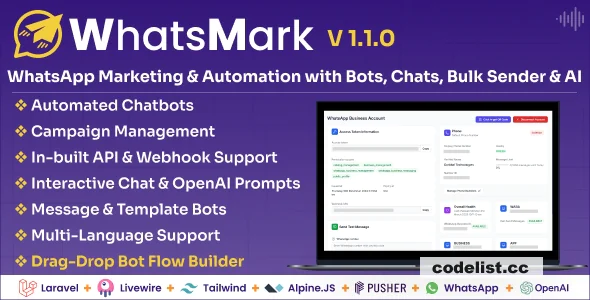 WhatsMark v1.1.0 - WhatsApp Marketing And Automation Platform with Bots, Chats, Bulk Sender & AI
