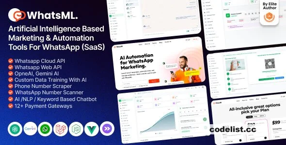WhatsML v1.0.0 – AI-Based Marketing & Chat Automation & Bulk Sender Tools for WhatsApp (SaaS)