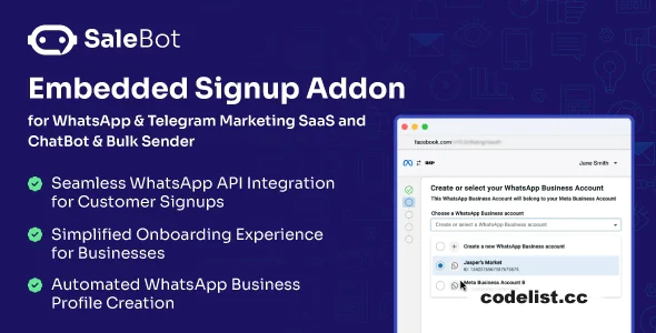 SaleBot WhatsApp Embedded Signup Addon for SaleBot v1.0.0