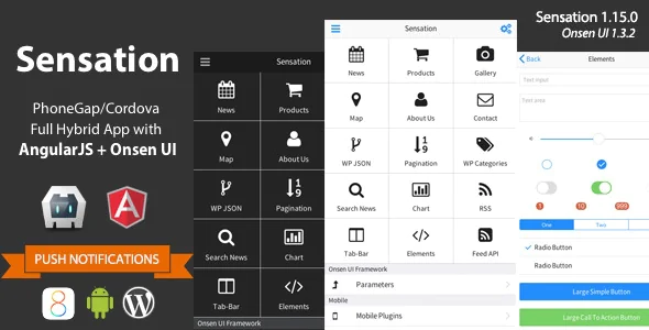 Sensation v1.15.0 - PhoneGap / Cordova Full Hybrid App