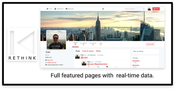 Rethink JS v1.3 - Social Network based on Twitter with JS serve