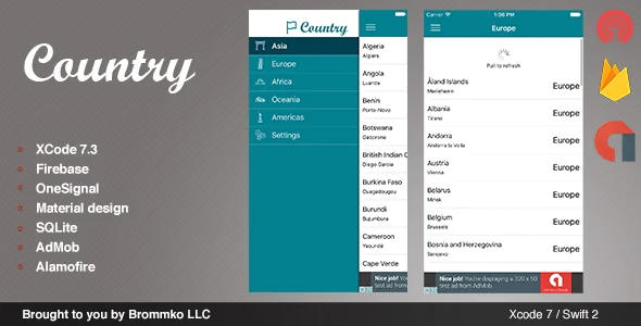 Country - Full iOS template app written in Swift