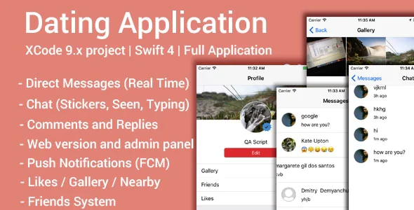 Dating App (iOS App and Website) v1.8 - Swift 4