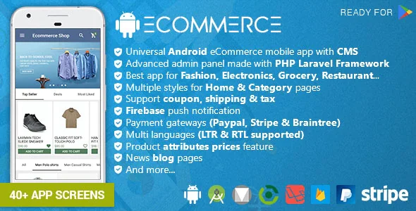 Android Ecommerce - Universal Android Ecommerce / Store Full Mobile App with Laravel CMS
