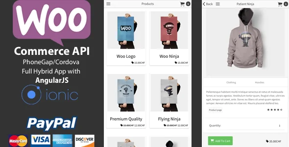 Ionic WooCommerce API v1.5.0 - PhoneGap / Cordova Full Hybrid App