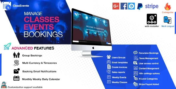 Classeventie v2.1 - Online Classes And Events Booking