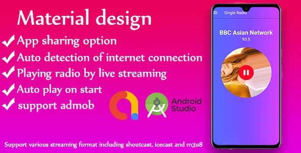 Single Radio android Radio app + admob v1.0