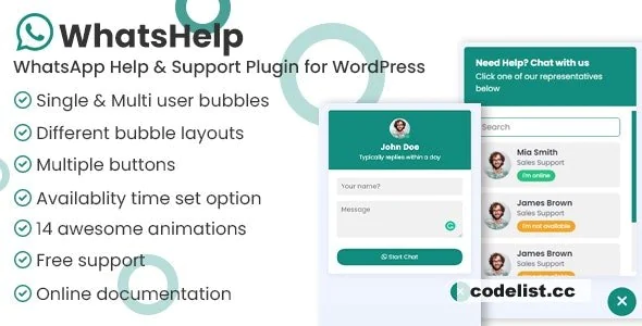WhatsApp Chat Support Pro WordPress Plugin v3.0.7