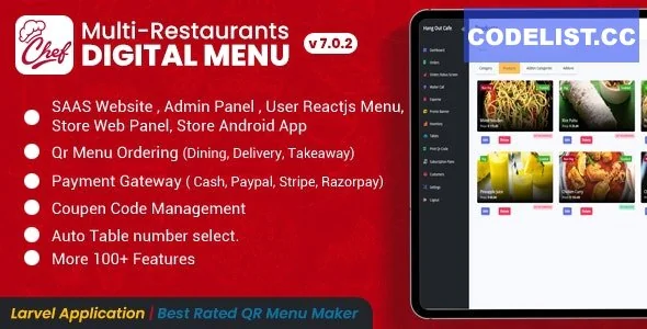 CHEF v7.0.2 - SaaS - Contactless Multi-restaurant QR Menu Maker