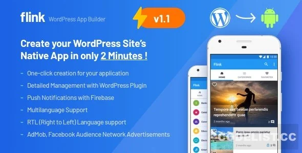 Flink v1.1.5 - WordPress App Builder (Auto WordPress to Native Android App) + Ultimate Admin Panel
