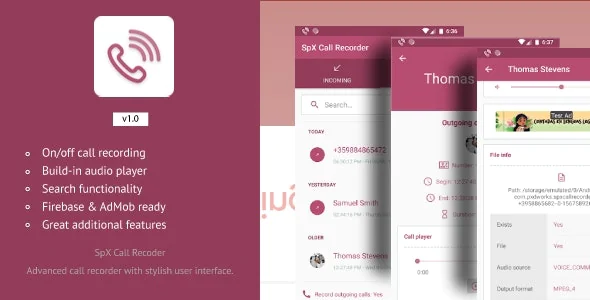 SpX Call Recorder - Advanced call recorder with helpful features and stylish user interface