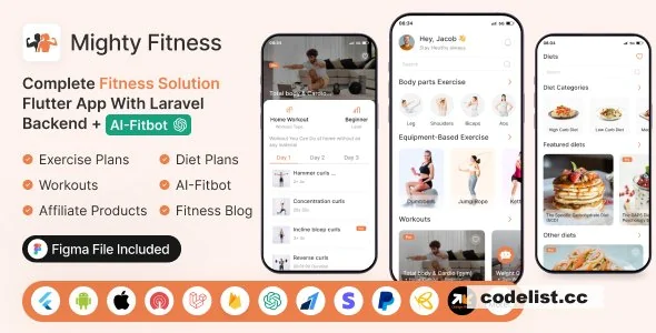 MightyFitness v9.0 - Complete Fitness Solution Flutter App With Laravel Backend + ChatGPT (AIFitbot)