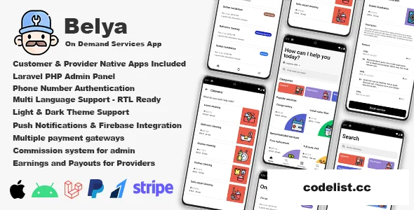 Belya v3.0 - On Demand Service App | Customer &amp; Provider Apps with Admin Panel