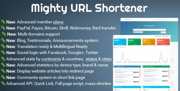 Mighty URL Shortener v3.2.1 - Short URL Script