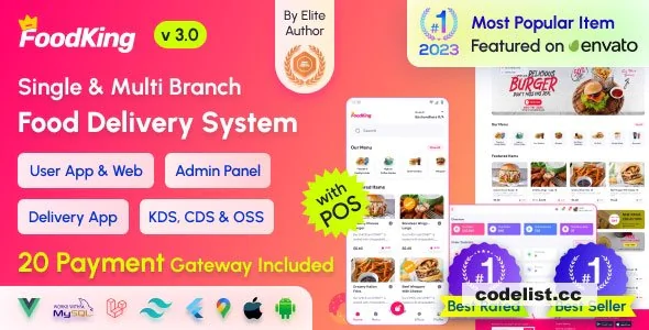 FoodKing v3.0 - Restaurant Food Delivery System with Admin Panel &amp; Delivery Man App - Restaurant POS - nulled