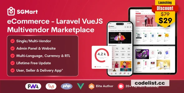 SGMart eCommerce v1.0 – Laravel VueJS Multivendor Marketplace CMS with POS