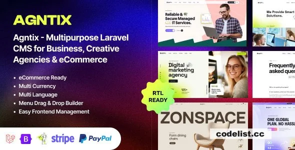 Agntix v1.1.0 - Multipurpose Laravel CMS for Business, Portfolio, Creative Agencies &amp; eCommerce