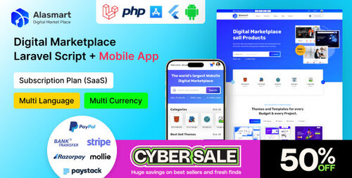 More information about "Alasmart v4.1.1 - Digital Product Download Marketplace Laravel Script"