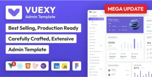 More information about "Vuexy - Vuejs, Nuxt, React - Next.js, HTML, Laravel, Asp.Net & Django Admin Dashboard Template"