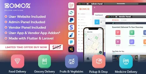 More information about "Zomox v2.1 - Grocery, Food, Pharmacy Courier & Service Provider + Backend + Driver App"